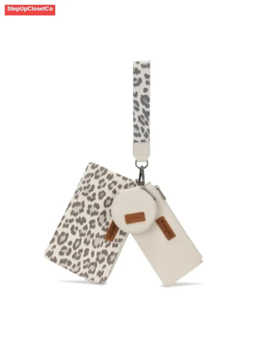 Womens Dual Pouch Wristlet Leopard Print Wallet RFID Protection